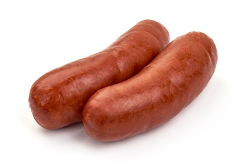 Beer sausages, isolated on white background