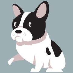 French bulldog giving paw. Cute pet in cartoon style.