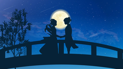 天の川と夏の大三角の風景イラスト 水彩 七夕 短冊 背景素材 縦 Wall Mural Senryu 天の川と夏の大三角の風景イラスト 水彩 七夕 短冊 背景素材 縦 Wall Mural Senryu