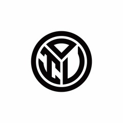 IV monogram logo with circle outline design template