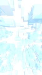 Blue and white abstract digital and technology background. The pattern with repeating rectangles. 3D illustration