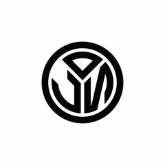 JN monogram logo with circle outline design template