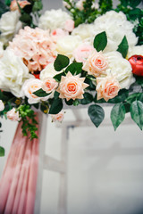 wedding bouquet of roses, green