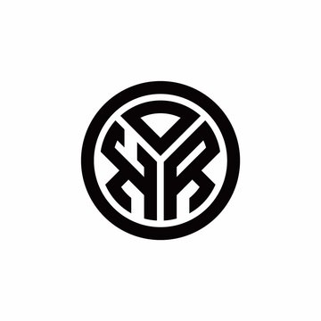 recommend clip art: KR monogram logo with circle outline design template