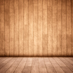 Concept or conceptual vintage or grungy brown background of natural wood or wooden old texture floor and wall as a retro pattern layout. A 3d illustration metaphor to time, material, emptiness,  age 