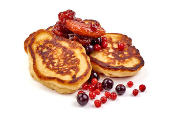 Dutch pancakes, Poffertjes, isolated on white background