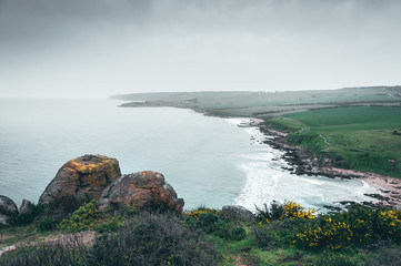 Petrel Cove coastline with Heysen Trail view during winter, Encounter Bay, South Australia
