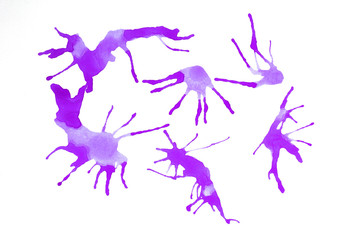 Fototapeta premium Free pattern of watercolor in various views, violet color on white background 