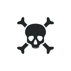 Human skull and bones graphic icon. Skull and bones sign isolated on white background. Mortal danger symbol. Vector illustration