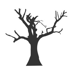 Naked Tree silhouette on white backgrounds. Hand drawn isolated illustrations.