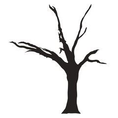 Naked Tree silhouette on white backgrounds. Hand drawn isolated illustrations.