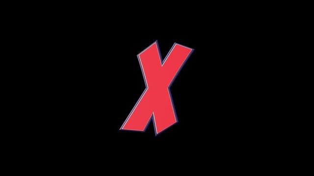 X Alphabet Comic Letter, with Alpha Matte, Loop, 4k