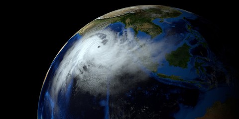 Super Cyclone Amphan 3d illustration. Elements of this image are furnished by NASA.