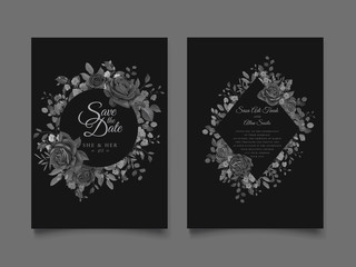elegant black floral wedding invitation template