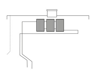 Isolated scheme of solar panels thermal installation. Black line vector technic illustration.