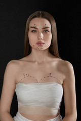 Modern Art activity about physical and mental risks of plastic surgery and changes to your face and...
