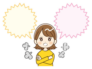 女性、吹き出し、怒る
