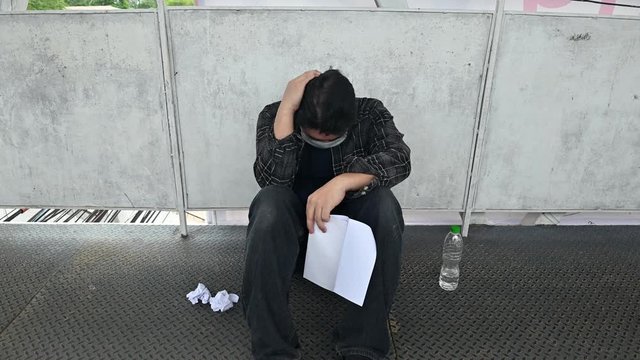 Unemployment and Mental health problem. Post-traumatic stress disorder (PTSD). Resignation and stressful. Corona virus job losses in Asia. Economic problems for workers.