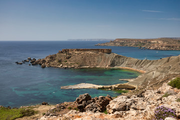 Ghajn Tuffieha, Malta . The beautiful Gnejna Bay. Qarraba bay at Malta. beautiful landscape and view at sea. Scenery island