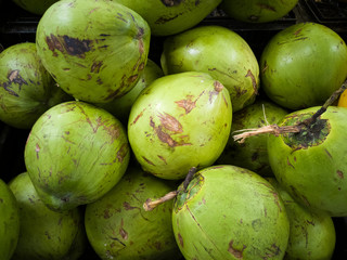 Green coconut fruit. Healthy and natural food.