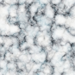 Seamless marble texture. Realistic white marble with black and blue  veins repeating pattern. Elegant background. Square tile.