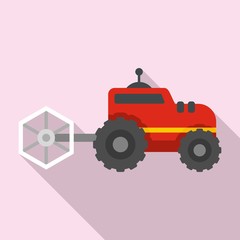 Farm tractor icon. Flat illustration of farm tractor vector icon for web design