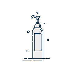 Cosmetic container. Body care hygiene. Blank package bottle. Plastic cosmetic jar product. Beauty product package. Body lotion drop. Oil, wash, shampoo. Treatment mockup design. Outline object