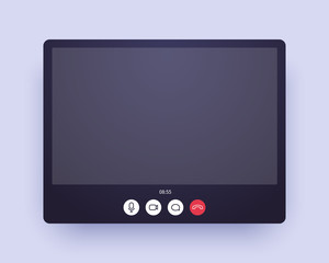 Video call screen. Web chat application ui with voice and video icon and blank place for your picture.