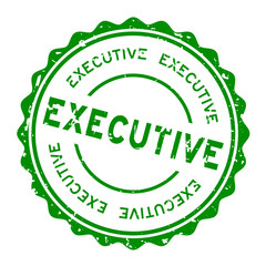 Grunge green executive word round rubber seal stamp on white background