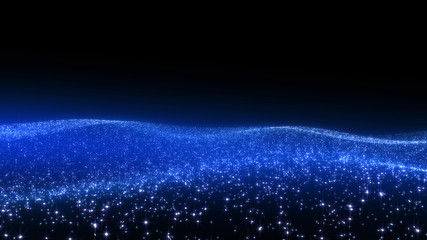 Obraz premium illumination Wave Neon particle glitter 3D illustration abstract background.