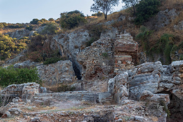some ancient walls and stone structures at ancient city efes