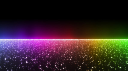 illumination Wave Neon particle glitter 3D illustration abstract background.