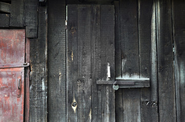 Closed Old vintage wood Door with door lock 