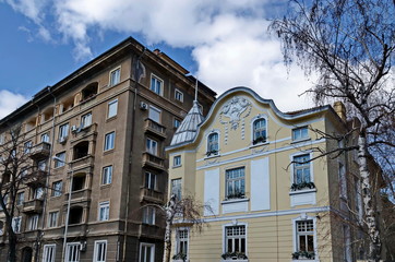 Residential city center with old beautiful houses from the twentieth century, Sofia, Bulgaria, Europe    