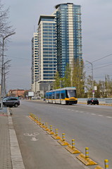 Naklejka premium A residential neighborhood with old and new modern contemporary houses in the center of the Bulgarian capital Sofia, Bulgaria 