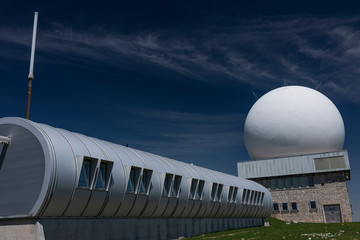 Meteorological station on a background of blue sky.