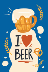 Set poster for the craft beer festival. Vector illustration in doodle style. Isolated on a white background. Party celebration in a pub.
