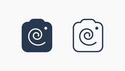 Camera photo line vector icon. Image lens vector symbol. Digital photographic icons set for web design. Modern flat picture creation icon for app design. Device technology minimal flat linear icons