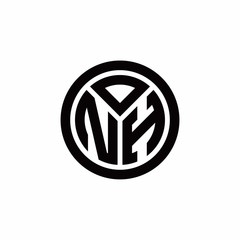 NH monogram logo with circle outline design template