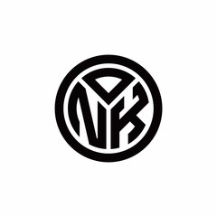 NK monogram logo with circle outline design template
