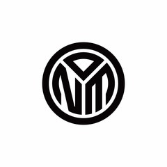 NM monogram logo with circle outline design template