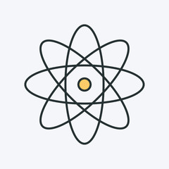Atom icon. Vector illustration of an atom or molecule. It represents concept of physics, molecule structure, school education, studying and learning chemistry