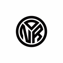 NR monogram logo with circle outline design template