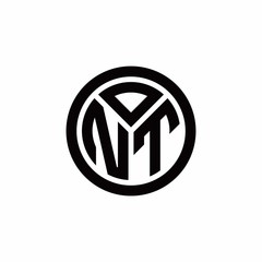 NT monogram logo with circle outline design template