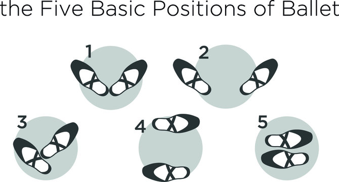 The five basic positions of ballet multicolor vector