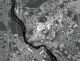 map of the city of Exeter, England, UK