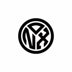 NX monogram logo with circle outline design template