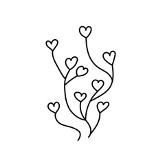 Fototapeta premium grass isolated. abstract grass in doodle style. doodle grass. simple grass. hand drawn herbal elements with heart leaves. designer grass black and white logo for beauty salon. 