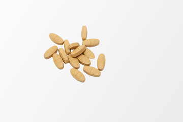 Close up a lot of ิa brown drugs on floor is concepts about health care.