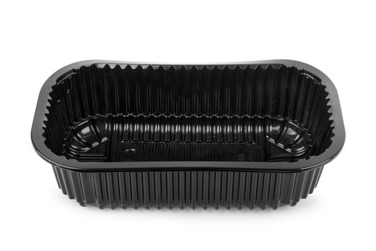 Black tray of thick plastic for different purposes